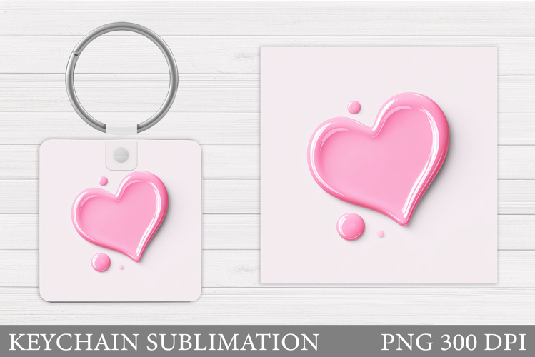 Heart Keychain Design. Valentine Keychain Sublimation