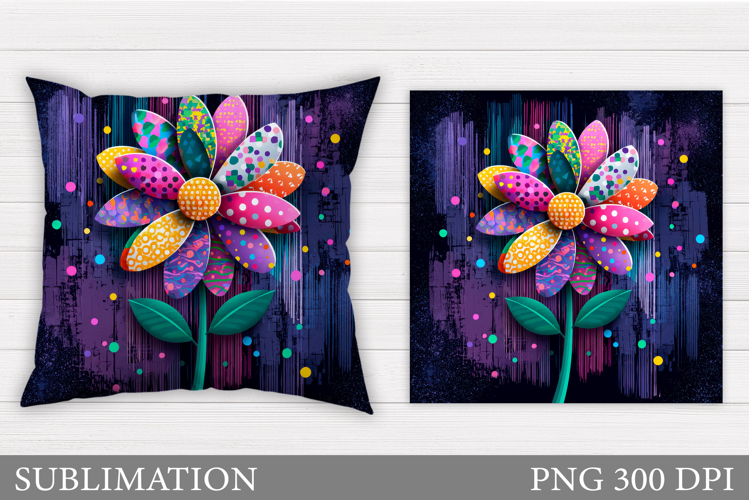 Daisy Flowers Pillow Design. Flowers Sublimation