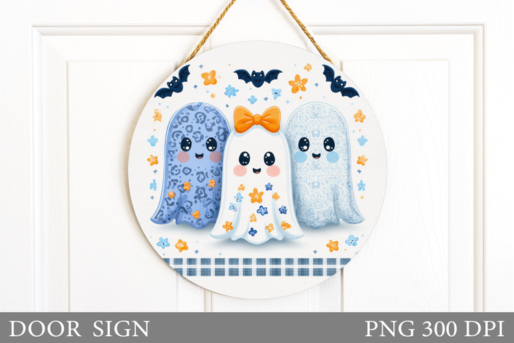 Cute Ghost Door Sign Design. Halloween Door Sign Sublimation