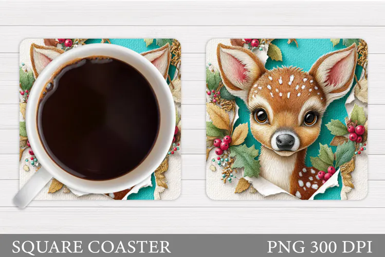 Deer Coaster Sublimation. Cute Deer Coaster Sublimation