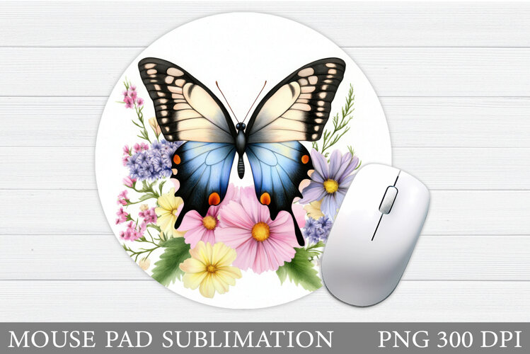 Butterfly Mouse Pad Design. Flowers Mouse Pad Sublimation example image 1