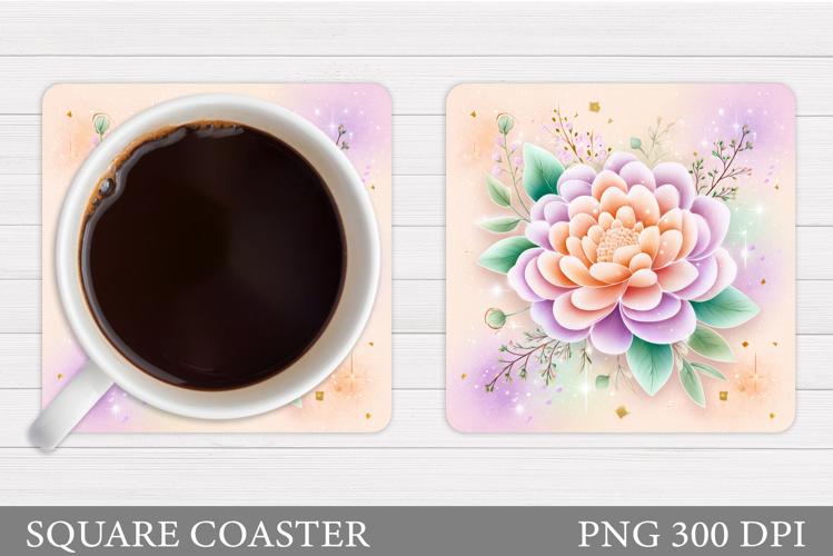 Floral Coaster Design. Flowers Coaster Sublimation