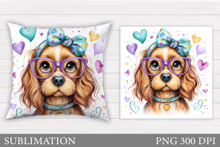 Cute Dog Pillow Design. Cute Dog Sublimation example image 1