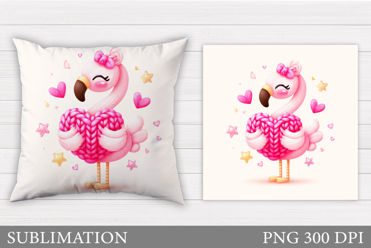 Valentines Flamingo Pillow. Valentines Pillow Sublimation