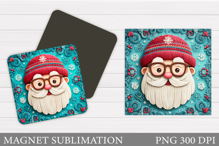 Santa Claus Magnet Design. Christmas Magnet Sublimation