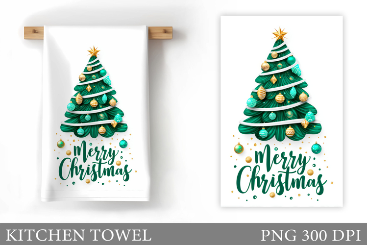 Christmas Tree Kitchen Towel. Christmas Deer Kitchen Towel