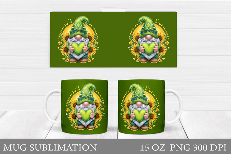 St Patrick Gnome Mug Design. St Patrick Mug Sublimation