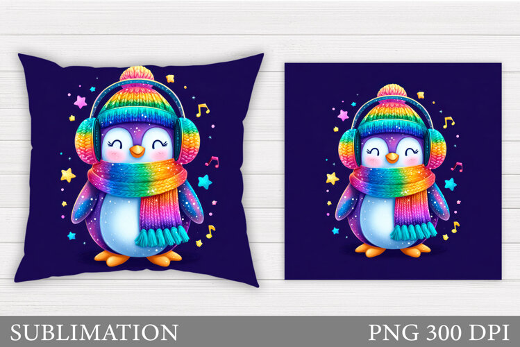 Christmas Penguin Pillow. Christmas Pillow Design example image 1
