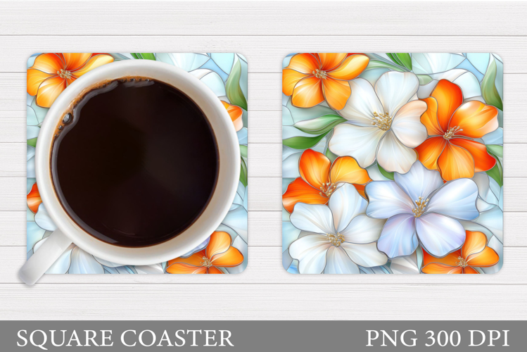 Flowers Coaster Sublimation. Floral Coaster Design