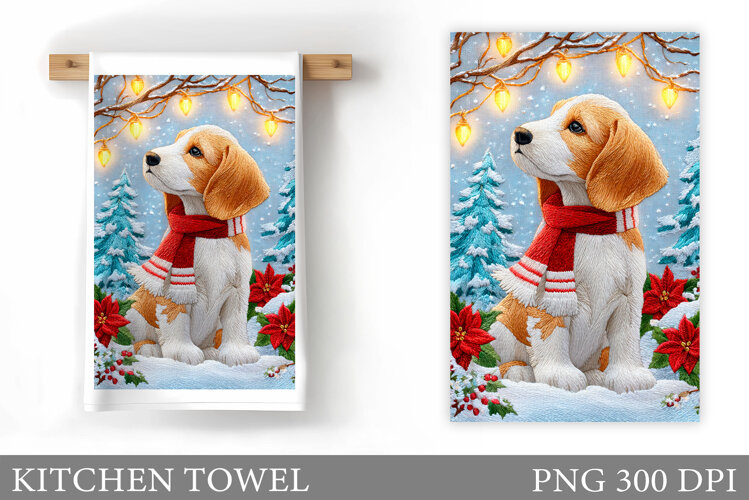 Christmas Dog Kitchen Towel. Christmas Kitchen Towel Design example image 1