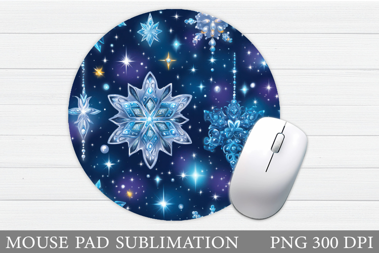 Snowflakes Mouse Pad Sublimation. Christmas Mouse Pad Design
