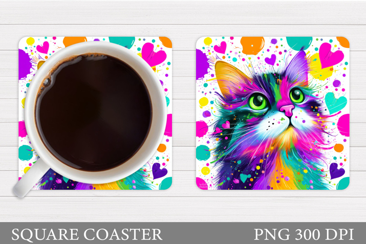 Cat Coaster Design. Cat Sublimation