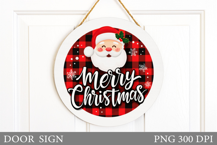 Santa Claus Door Sign Design. Christmas Snowman Door Sign