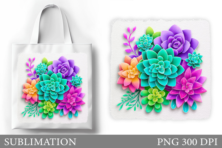 Succulents Tote Bag Sublimation. Flowers Sublimation