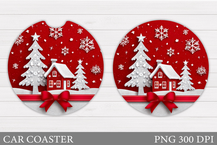 Christmas Car Coaster Design. Christmas Round Coaster