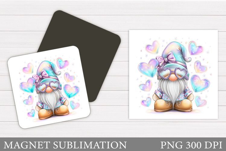 Valentines Gnome Magnet. Valentines Magnet Sublimation