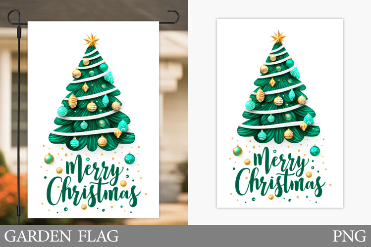Christmas Tree Garden Flag. Merry Christmas Garden Flag