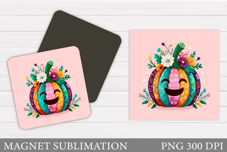 Patchwork Pumpkin Magnet Design. Fall Magnet Sublimation