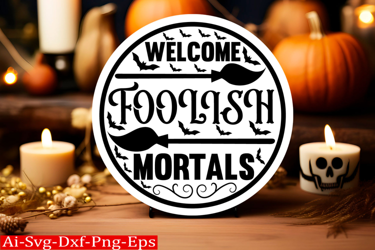Halloween round sign svg design and Halloween quotes