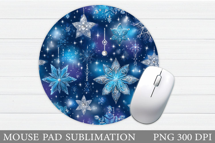 Snowflakes Mouse Pad Sublimation. Christmas Mouse Pad Design