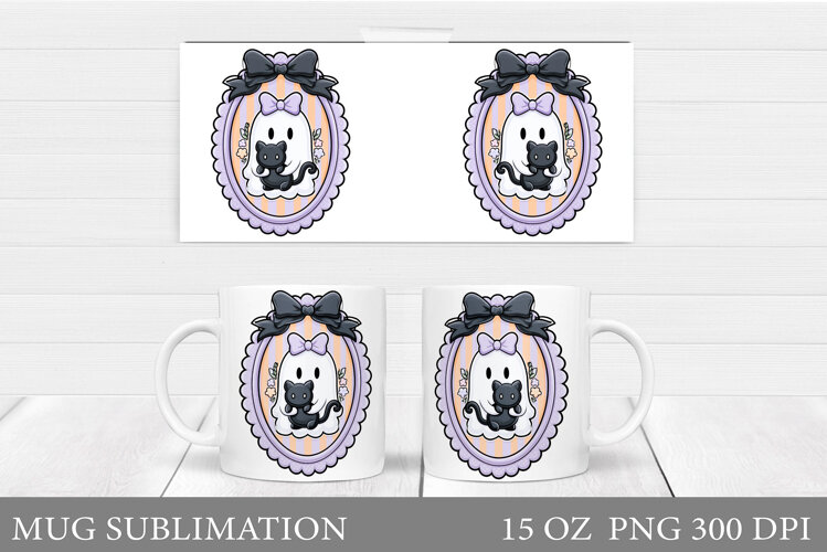 Cute Ghost Mug Sublimation. Halloween Mug Design example image 1