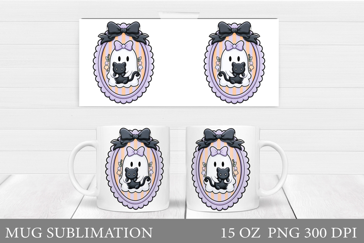 Cute Ghost Mug Sublimation. Halloween Mug Design