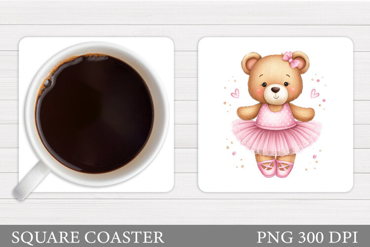 Cute Bear Coaster Design. Cute Bear Sublimation example image 1