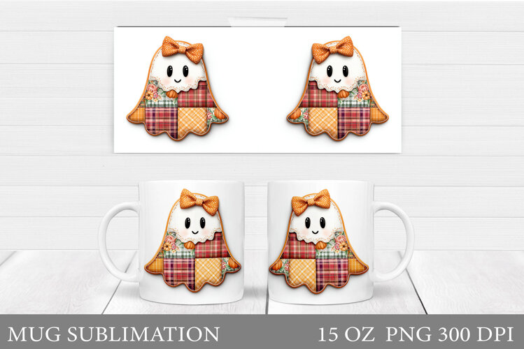 Cute Ghost Mug Sublimation. Halloween Mug Design example image 1