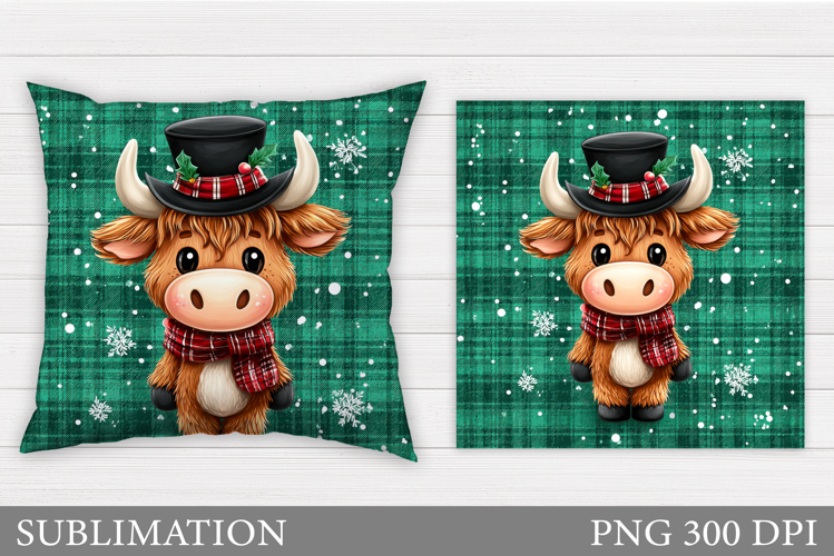 Christmas Cow Pillow Sublimation. Christmas Pillow Design