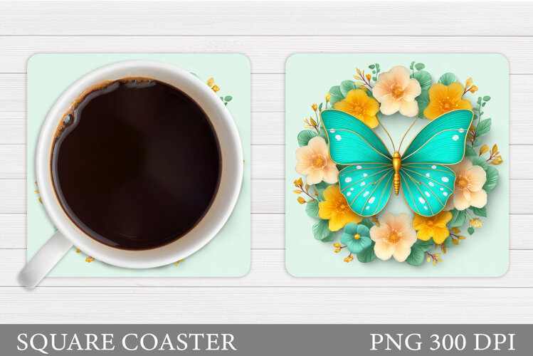 Butterfly Coaster Design. Butterfly Sublimation example image 1