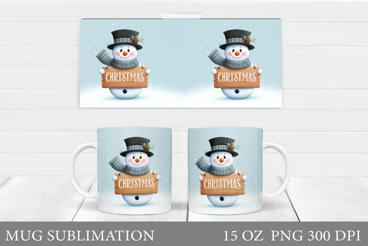 Cute Snowman Mug Design. Christmas Mug Sublimation