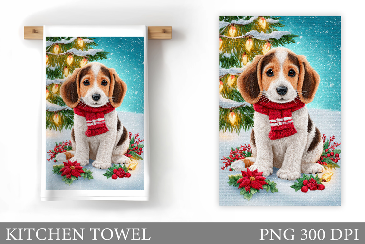 Christmas Dog Kitchen Towel. Christmas Kitchen Towel Design