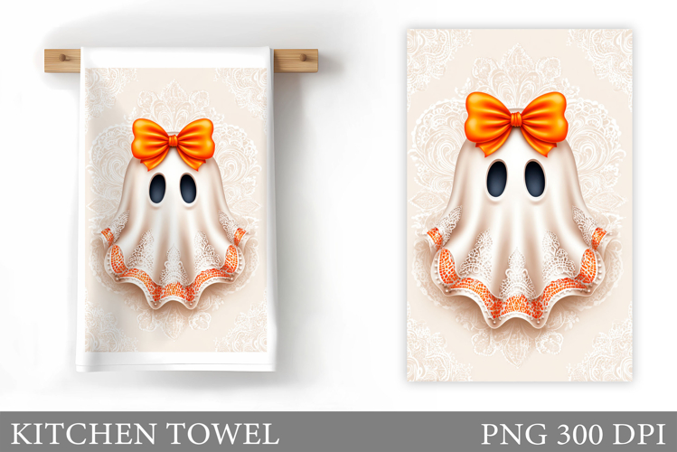 Ghost Kitchen Towel Design. Halloween Pumpkin Towel