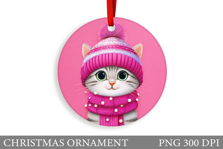 Cute Cat Christmas Ornament. Winter Cat Christmas Ornament