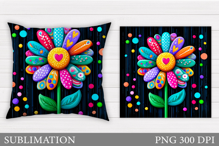 Daisy Flowers Pillow Design. Flowers Sublimation