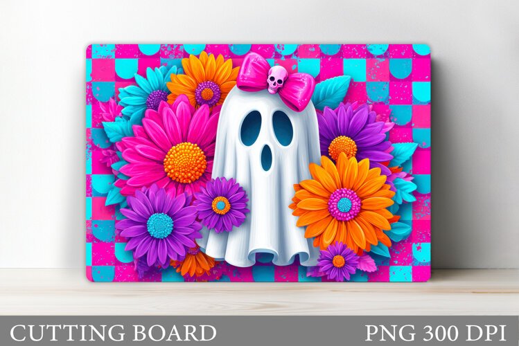 Cute Ghost Cutting Board Design. Halloween Cutting Board example image 1