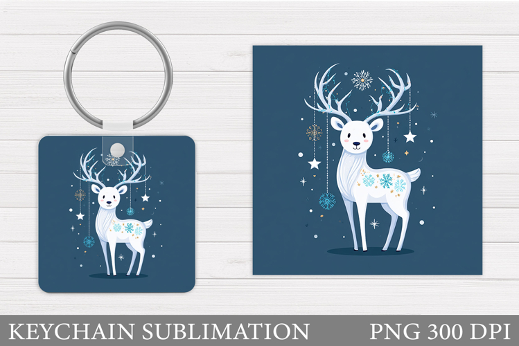 Cute Deer Keychain Design. Christmas Keychain Sublimation