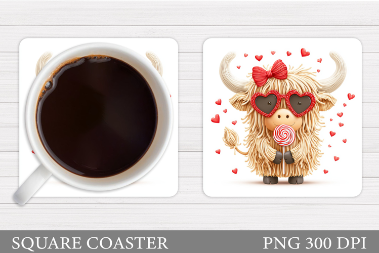Valentines Cow Coaster Design. Valentines Square Coaster