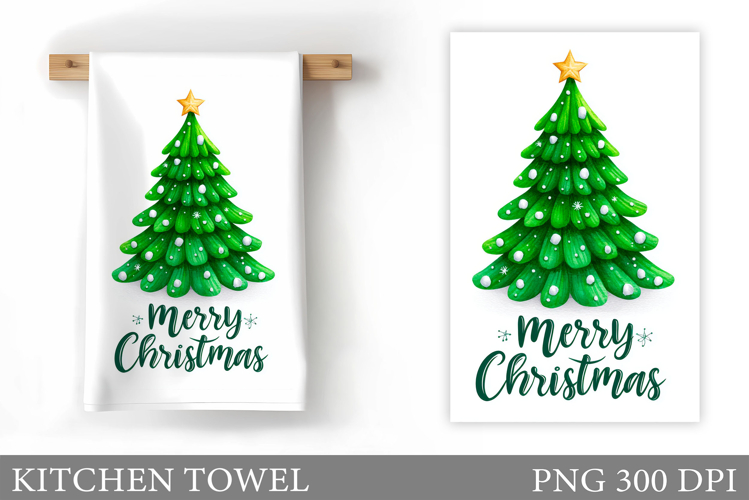 Christmas Tree Kitchen Towel. Christmas Deer Kitchen Towel