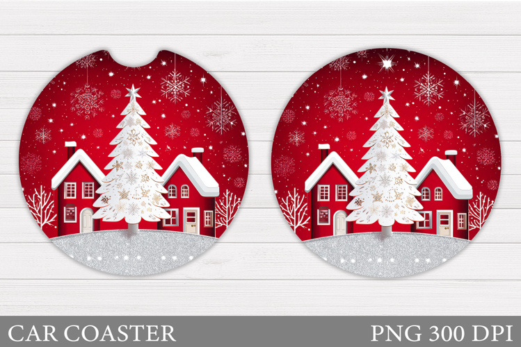 Christmas Car Coaster Design. Christmas Round Coaster