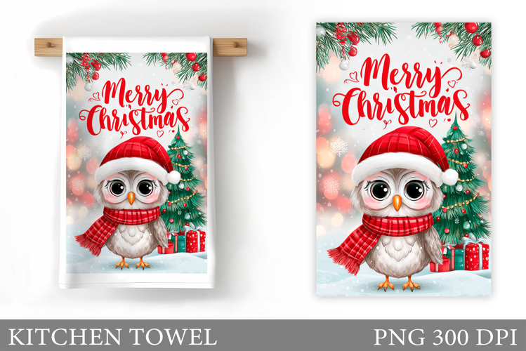Christmas Owl Kitchen Towel. Christmas Owl Kitchen Towel