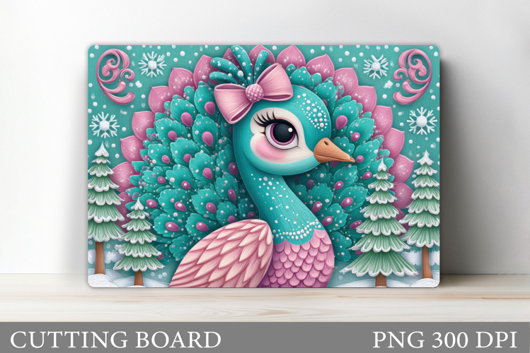 Christmas Peacock Cutting Board. Christmas Cutting Board