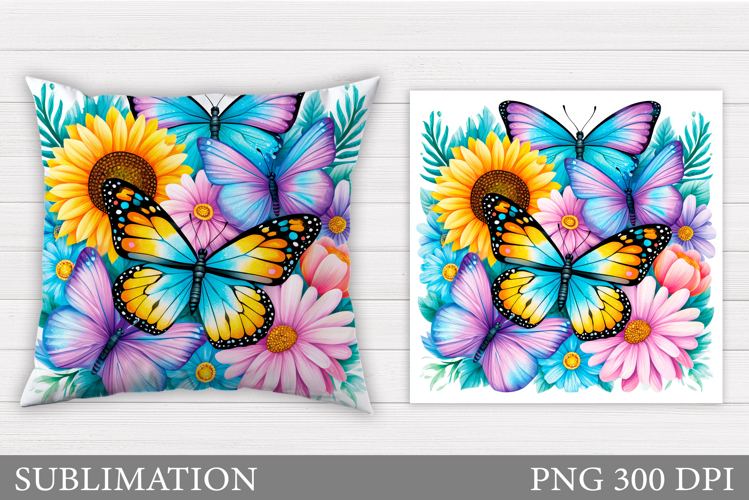 Butterflies Sublimation. Butterflies Pillow Design