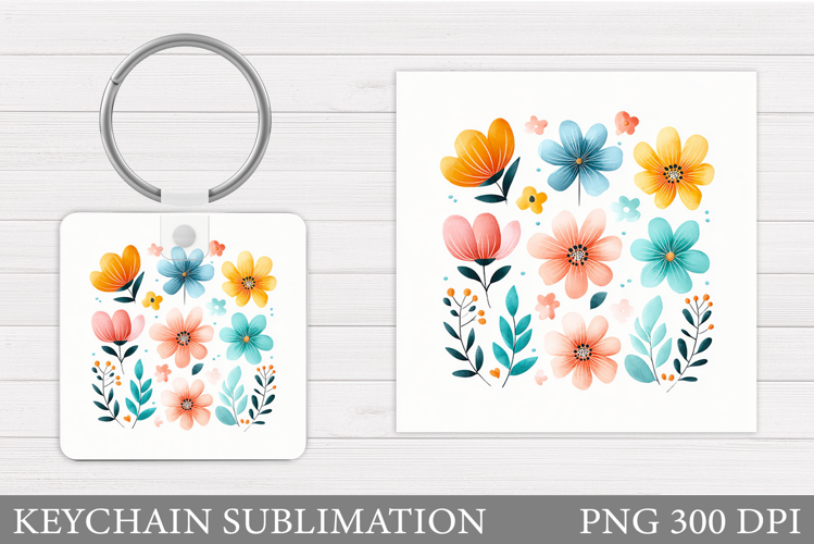 Flowers Keychain Design. Floral Keychain Sublimation