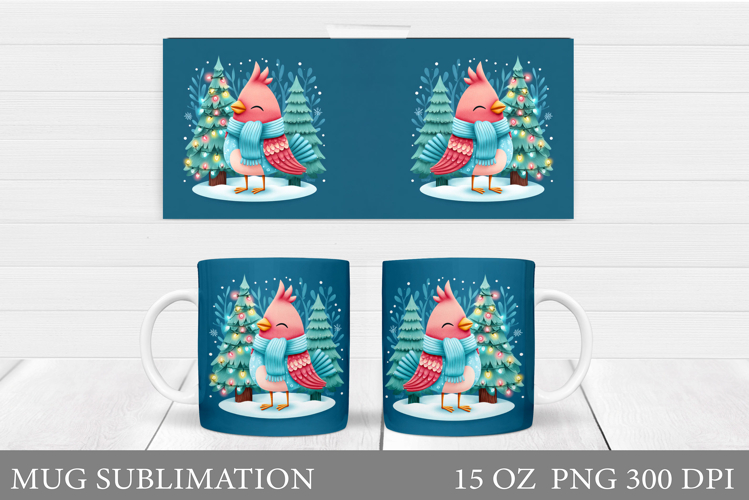 Cardinal Mug Design. Christmas Mug Sublimation