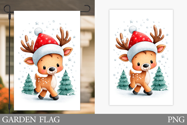 Reindeer Garden Flag. Christmas Garden Flag Sublimation