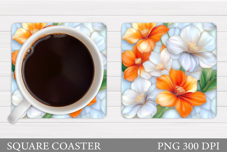 Flowers Coaster Sublimation. Floral Coaster Design