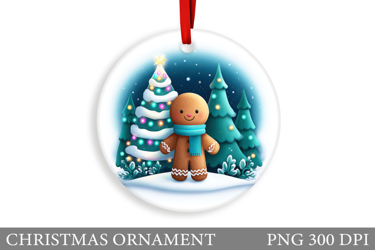 Gingerbread Christmas Ornament. Cute Raccoon Sublimation