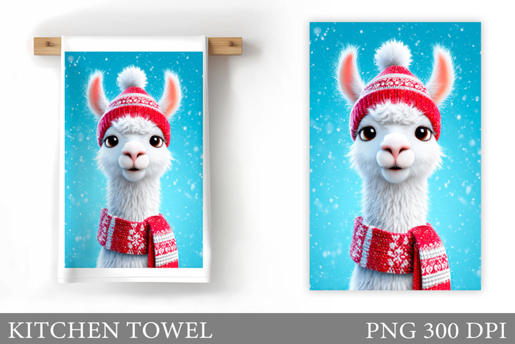 Christmas Lama Kitchen Towel. Christmas Kitchen Towel Design