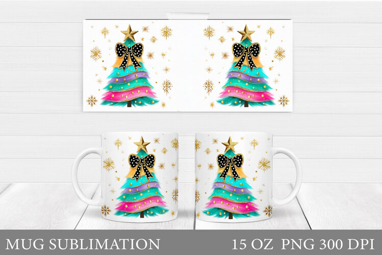 Christmas Tree Mug Design. Christmas Mug Sublimation example image 1